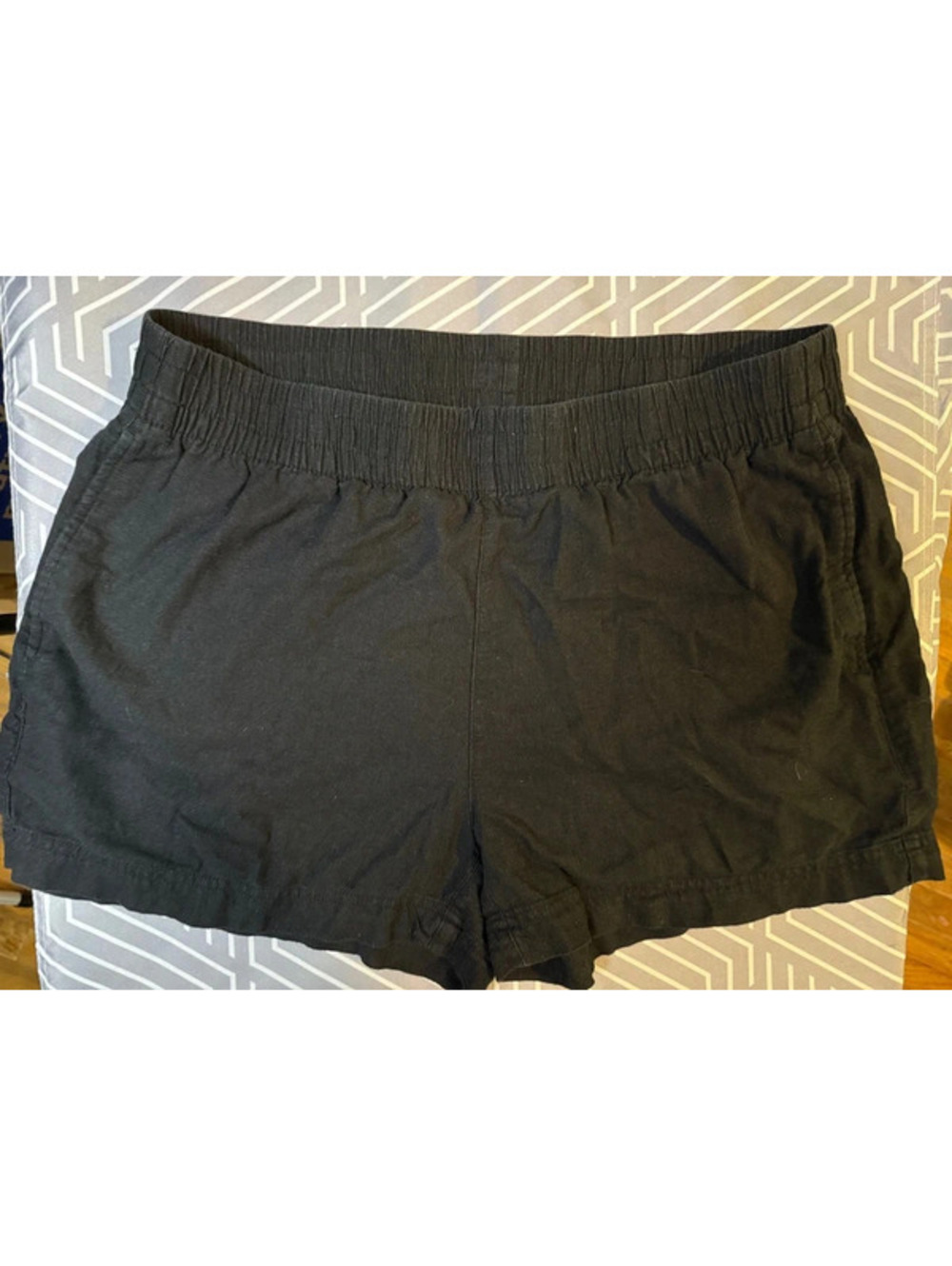 Old Navy Large Black Linen Pull-On Shorts Elastic Waist